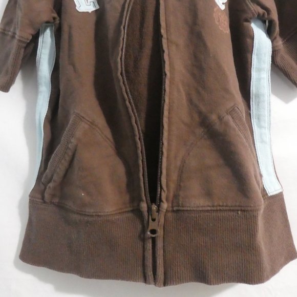 LIMITED TOO | size 8 | 100% Cotton | Brown Zip-Up Short Sleeve Hoodie | GUC - Picture 10 of 14